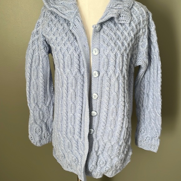 Aran Crafts Merino Wool Cableknit Button Cardigan - Picture 1 of 7